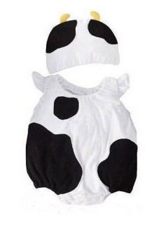 BNIP Cute Cow 2 Piece Costume Romper & Bonnet SET size 0/1/2