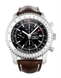 Breitling Navitimer World Mens A24322 Automatic Steel 2006 Watch Brown