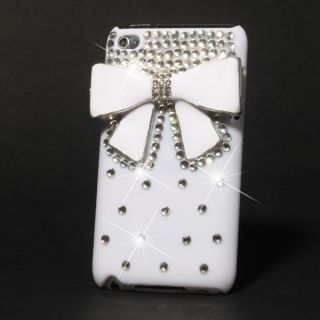 White Bow Bowknot Bling Diamond Hard Back Case For For Apple iPod