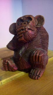 Wood Monkey Ape Incense Burner   Looks like hes smoking a cigarette