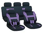 16pc Set Purple Black SUV Auto Car Seat Cover +Steering Wheel Belt Pad