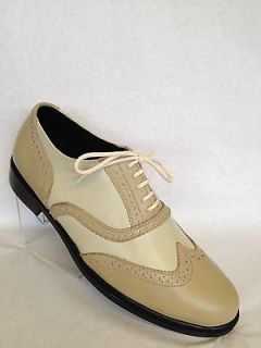SPECTATOR WINGTIP OXFORD BROGUE IN TWO TONE CREAM LEATHER AND LEATHER