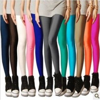 Neon Candy shiny Bright Fluorescent Glow Stretch Tights Leggings Pants