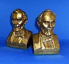Collectors Items Stately Solid Brass Bookends of Abraham Lincoln