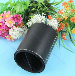 New Cosmetic Makeup Brush Round Pen Holder Tool Black PU Leather Cup