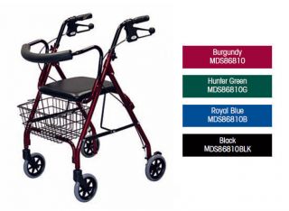 Deluxe Folding Rollator Rolling Walker w/ Padded Seat   4 COLOR CHOICE