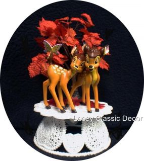 Cake Topper W/ Disney classic Bambi the Deer Fall Tree Bride groom top