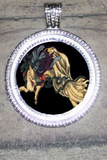 Kuniyoshi NINE TAIL FOX altered Art Large Ornament Frame Pendant for