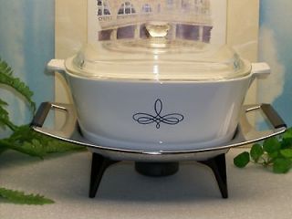 Ware BLACK TREFOIL Party Buffet Server Casserole with Chrome Stand