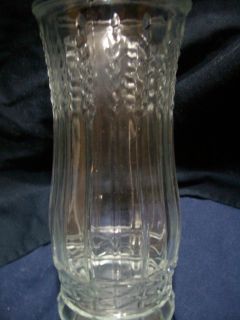 Mint Vintage E.O. Brody Clear Glass Vase with Wheat Stalk Pattern 8 3