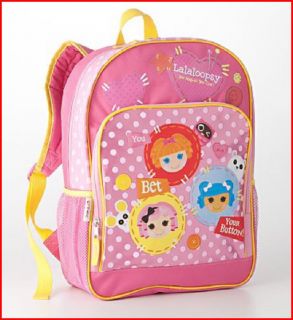 LALALOOPSY Dolls Backpack   YOU BET YOUR BUTTON   LARGE Book Bag PINK