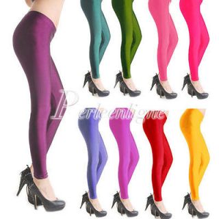 Neon Candy Shiny Bright Fluorescent Glow Stretch Tights Leggings Pants