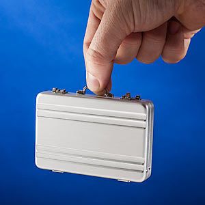 Silver Aluminium Credit Card Holder Mini Briefcase Business Card Case