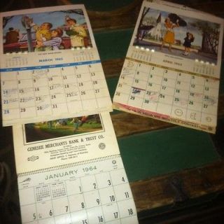 Newly listed Vintage lot of 3 1960s calendars Chevy Bank Michigan