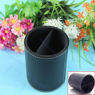 Cosmetic Makeup Brush Round Pen Holder Tool Black SyntheticLeather Cup