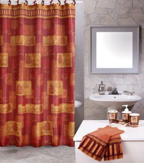 Burgundy Casual Inspirational 19 Piece Bath Accessory Shower Curtains