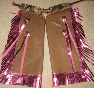 Muttin Bull Riding Camo Leather PeeWee Kids Leather Rodeo Chaps 12091