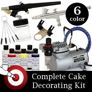 PointZero Cake Decorating Airbrush Kit 6 AmeriMist Food Color Supplies