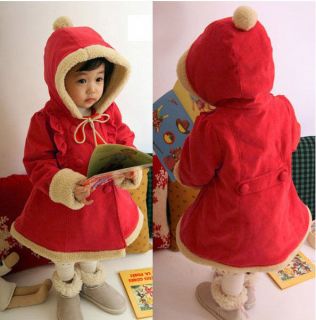 New Cute Girls Winter Jacket Kids Christmas Hoodies Coat Size 0 5Y