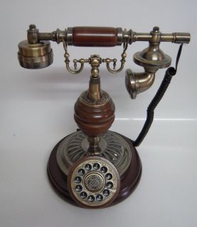 Vintage Antique phone Shaped Wood Push Button /New