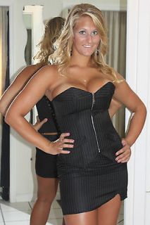 Sm Black Pin Stripe Corset Set includes Corset Top, Matching Skirt