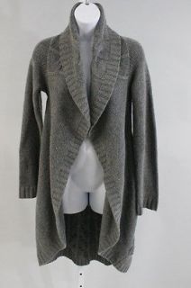 CALYPSO Gray Wool Cable Knit Long Sleeve Collar V Neck Cardigan