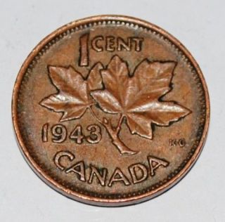 Canada 1943 1 Cent Copper One Canadian Penny Nice Coin