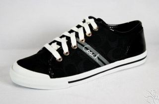 COACH Folly Signature C Stripe Webb Black / Dagger Womens Sneakers