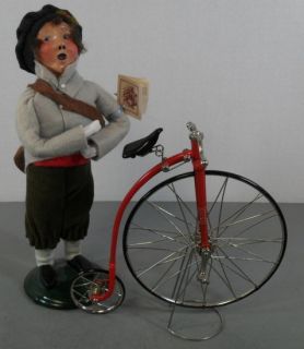 Byers Choice 1991 Newsboy With Red High Wheel Bike