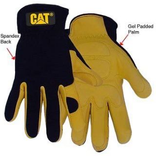 NEW CATERPILLAR PREMIUM LEATHER PALM WORK GLOVES WITH GEL PADS