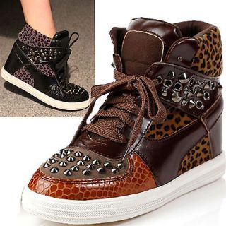 Suede studs studded spike spiked shoes sneakers wedge leopard high top