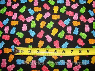in Pink Green Sweet Scoop Candy on Black BY YARDS Cotton RJR Fabric