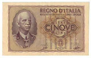 italy banknote 5 lire 1940 unc from canada time left