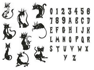 Sleek Black Cats Machine Embroidery Designs FONT CD Brother Formats CD