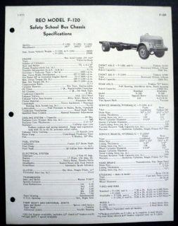 REO 1953 F 120 Safety School Bus Chassis Brochure