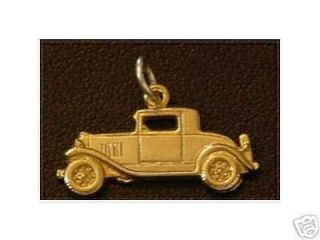Ford Model A Car Pendant Silver Charm 24kt Gold Plated