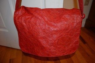 GENUINE VINTAGE signature CARLOS FALCHI red leather crossbody FLAP bag