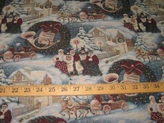 Christmas scene, Christmas Carolers tapestry upholstery fabric ft964