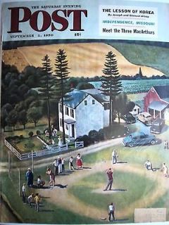 1950 Saturday Evening Post Cover Art Family Reunion Country Softball