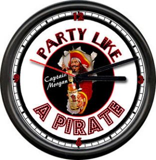 Captain Morgan Rum Party Like A Pirate Sign Wall Clock