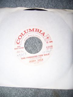Jerry Vale 45 One Paradise For Sale / Ah Camminare PROMO rpm record 7