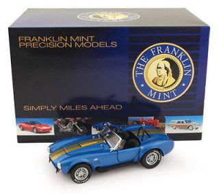 FRANKLIN MINT 1966 FORD SHELBY COBRA BLUE / GOLD STRIPES 124 DIECAST