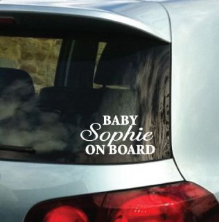Custom Personalised Name BABY ON BOARD Vinyl Car Decal Sticker