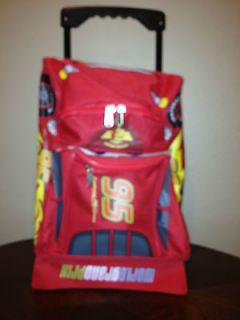 DISNEY CARS MCQUEEN SHAPED 12 TODDLER SMALL ROLLING BACKPACK   NEW