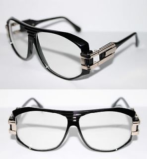 Cazal Design Nerd Glasses Clear lens 80s Retro Mens Black gold frame