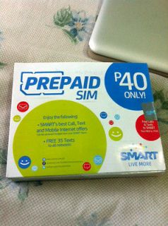 Smart PREPAID SIM CARD with 35 FREE TEXT Philippines SEALED Ship from