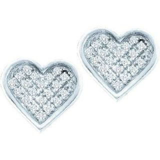 CT GENUINE DIAMOND MICRO PAVE HEART EARRINGS, SET IN SOLID