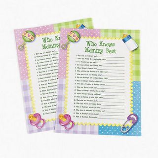 24 Baby Shower Party Game WHO KNOWS MOMMY BEST   NEW
