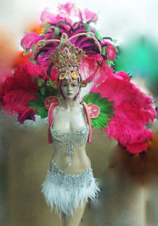 Da NeeNa C063 Showgirl Burlesque Flower Samba Headdress Backpack