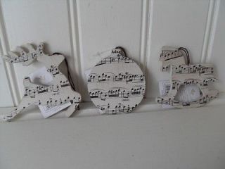 SHABBY WOODEN REINDEER ROCKING HORSE BAUBLE MUSICAL NOTE TREE